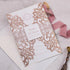 elegant chic rose gold glitter laser cut wedding invitations with pink monogram tag CWIL06
