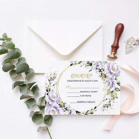 round circle lavender monogram acrylic wedding invitation CWIA119