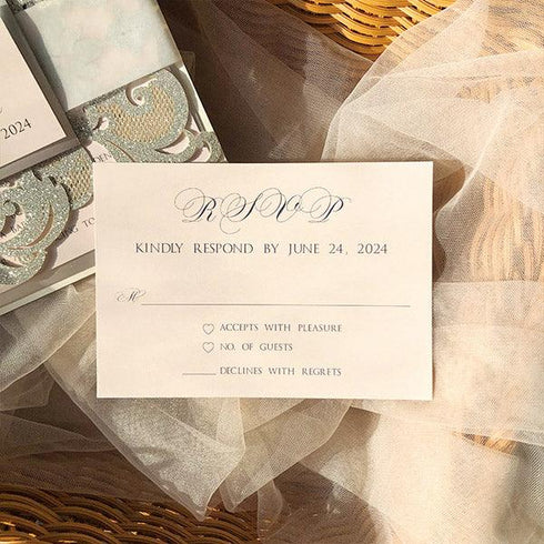 silver glittery and blush pink invitations with translucent vellum belly band CWIL16