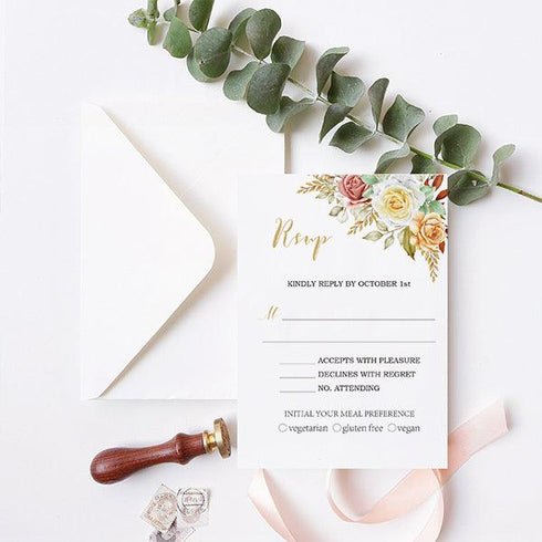 truly fall floral acrylic invitations with rust wedding colors CWIA73