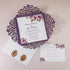 vivid shades of purple watercolor floral laser cut pocket wedding invitations CWIL23