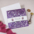 vivid shades of purple watercolor floral laser cut pocket wedding invitations CWIL23