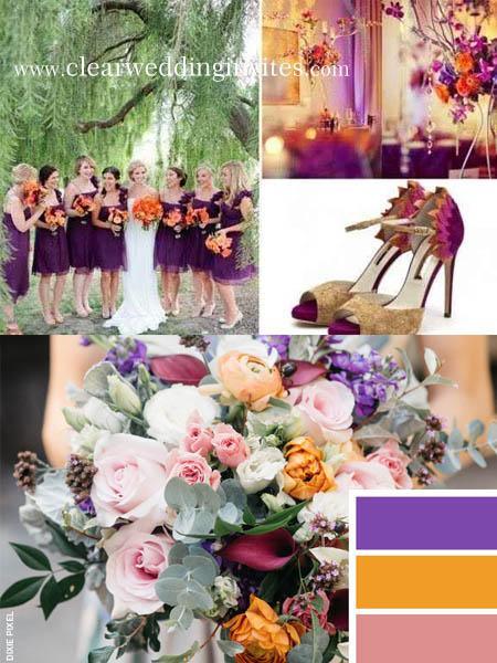 Purple and orange wedding hot sale dresses