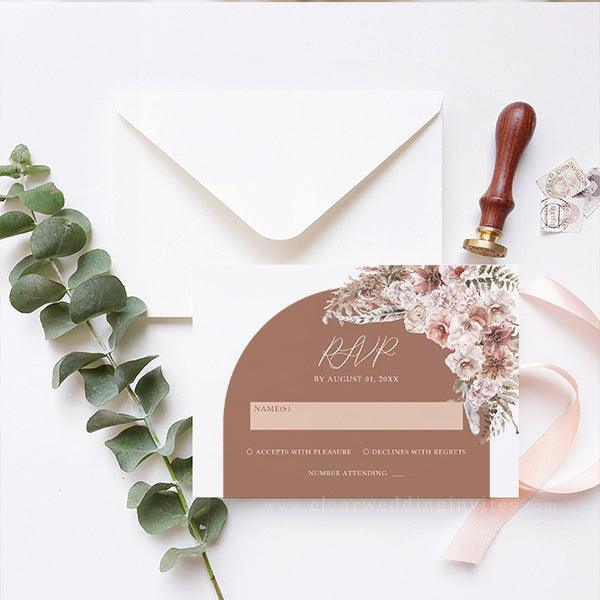 rustic earthy terracotta rose acrylic wedding invitations CWIA109 ...